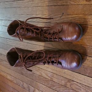Brown Faux Leather Boots